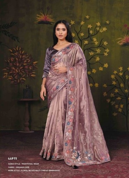 Mauve Colour Norita 44900 Rooh By Mahotsav Organza Zari Sequence Work Designer Saree 44911 